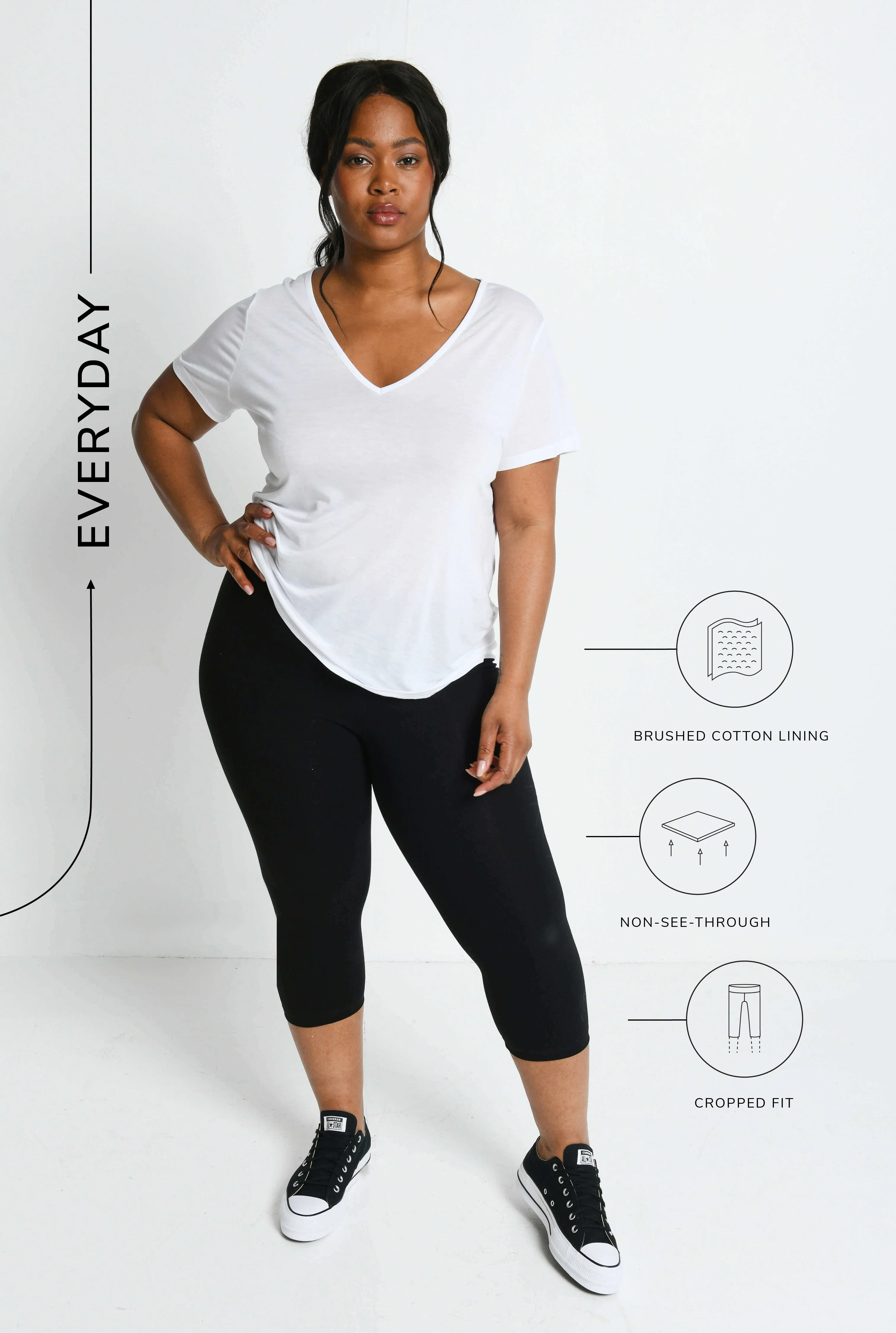 Everyday Cropped Leggings - Black - Image 3