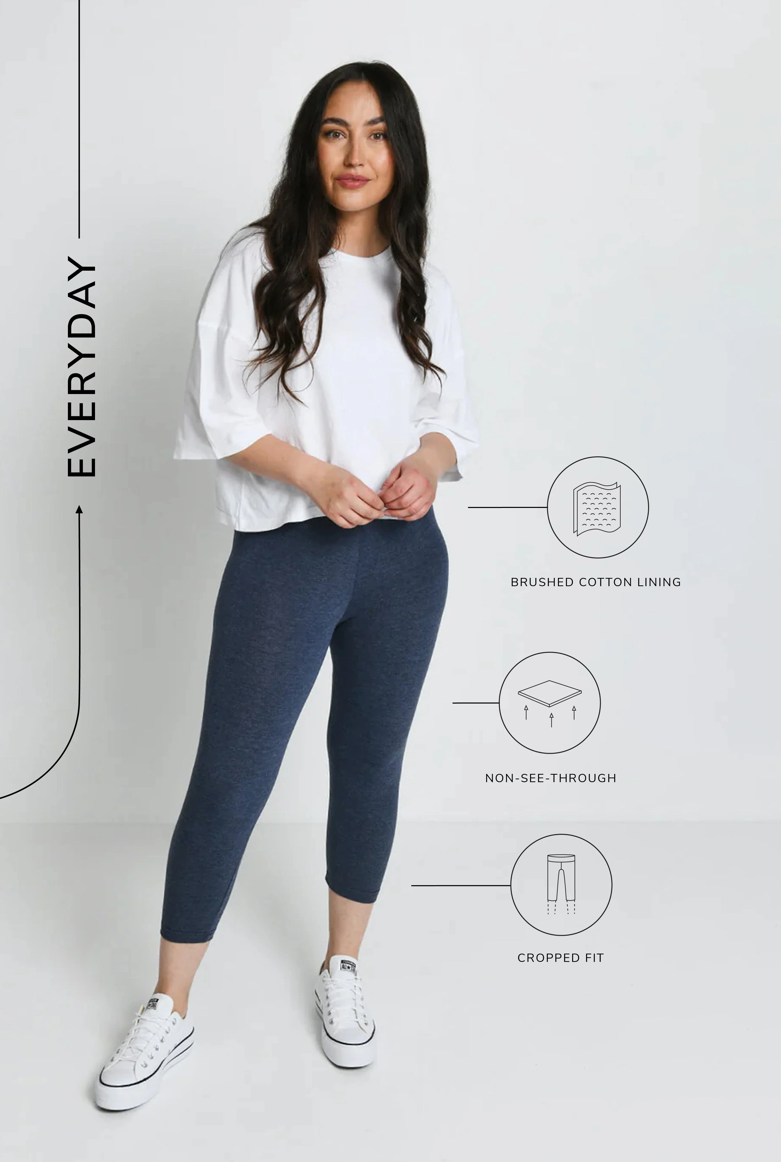 Everyday Cropped Leggings - Infinity Blue Marl - Image 3