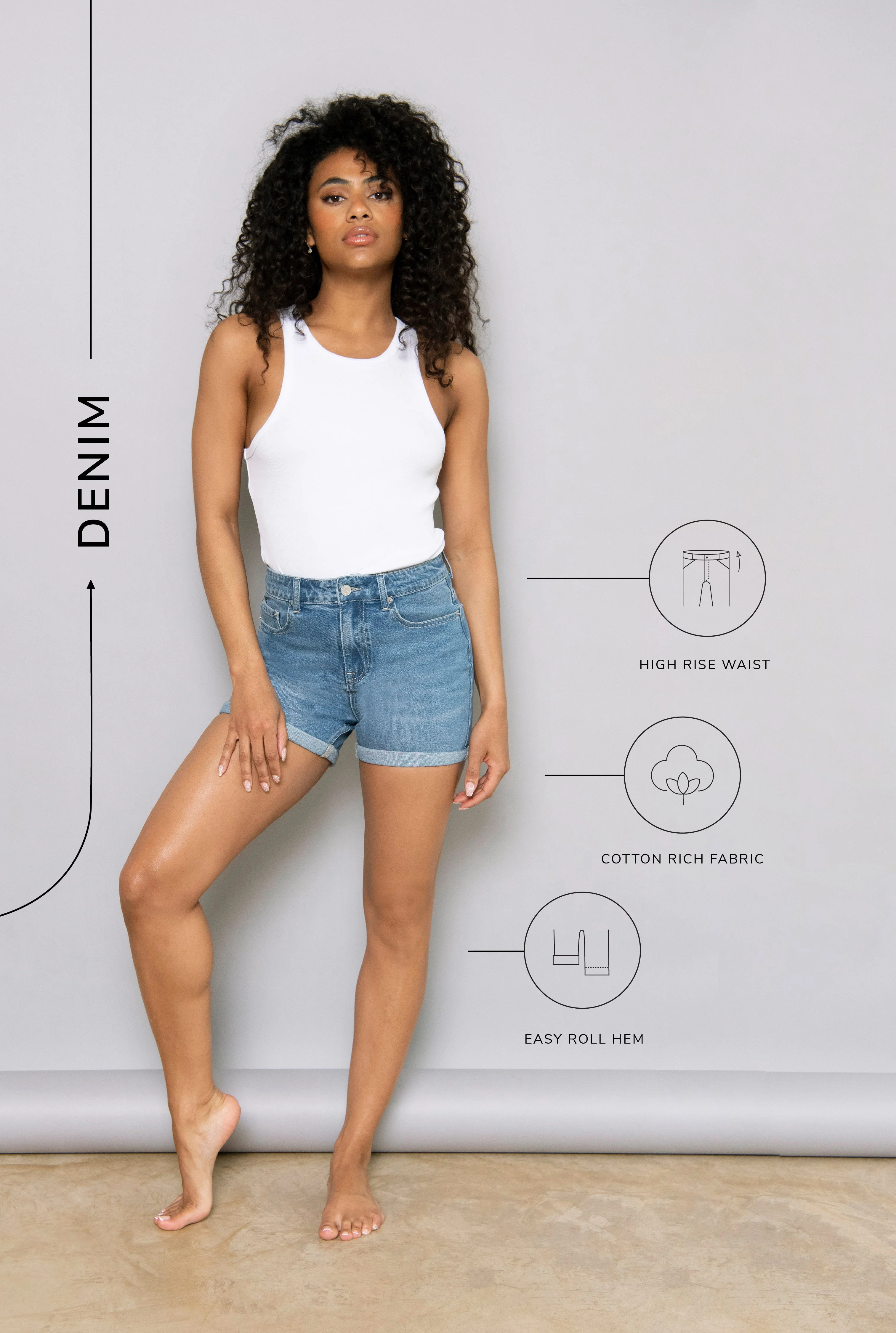 Everyday Denim Shorts - Mid Blue - Image 3