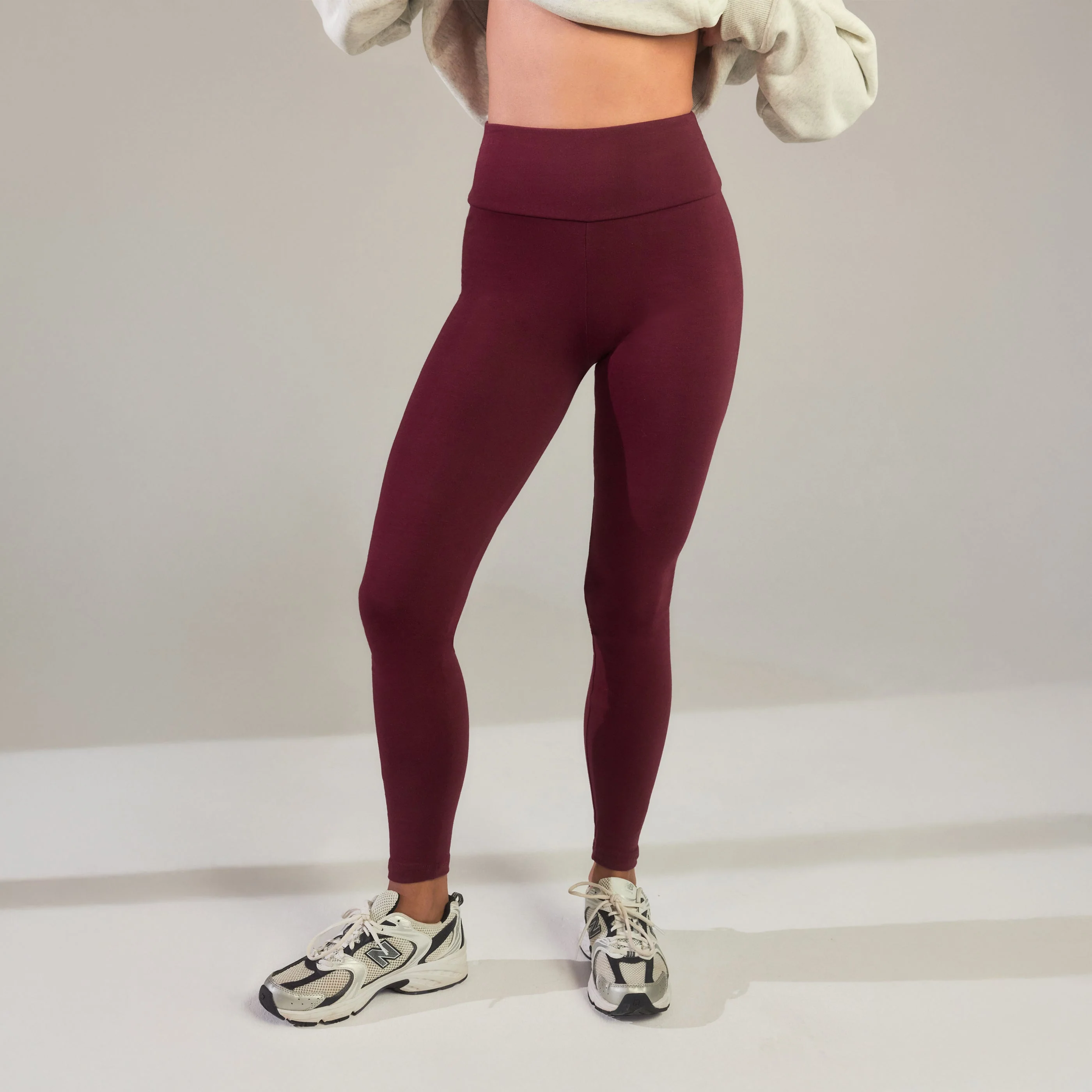 Everyday High Waisted Leggings - Burgundy - Image 3