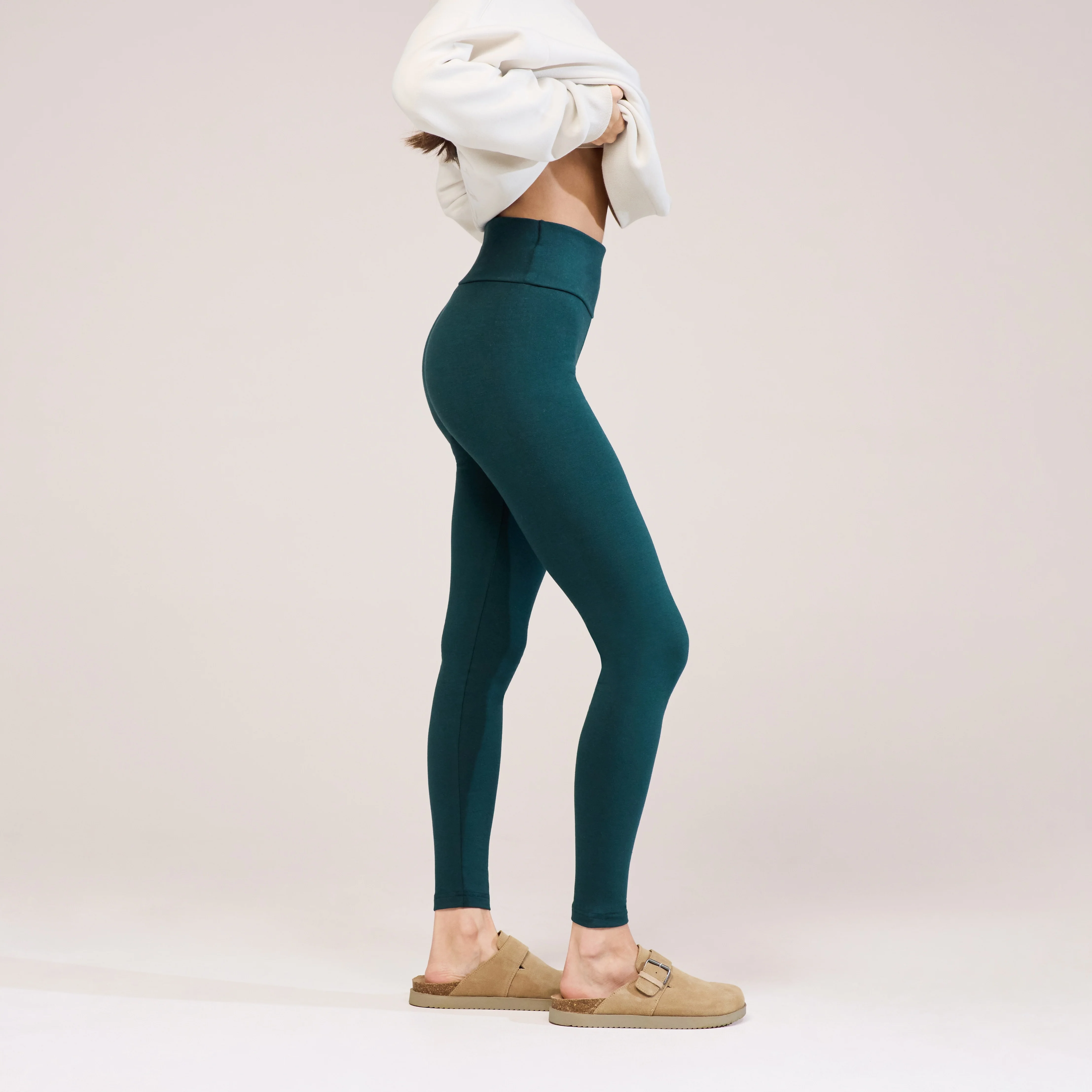 Everyday High Waisted Leggings - Forest Green - Image 5