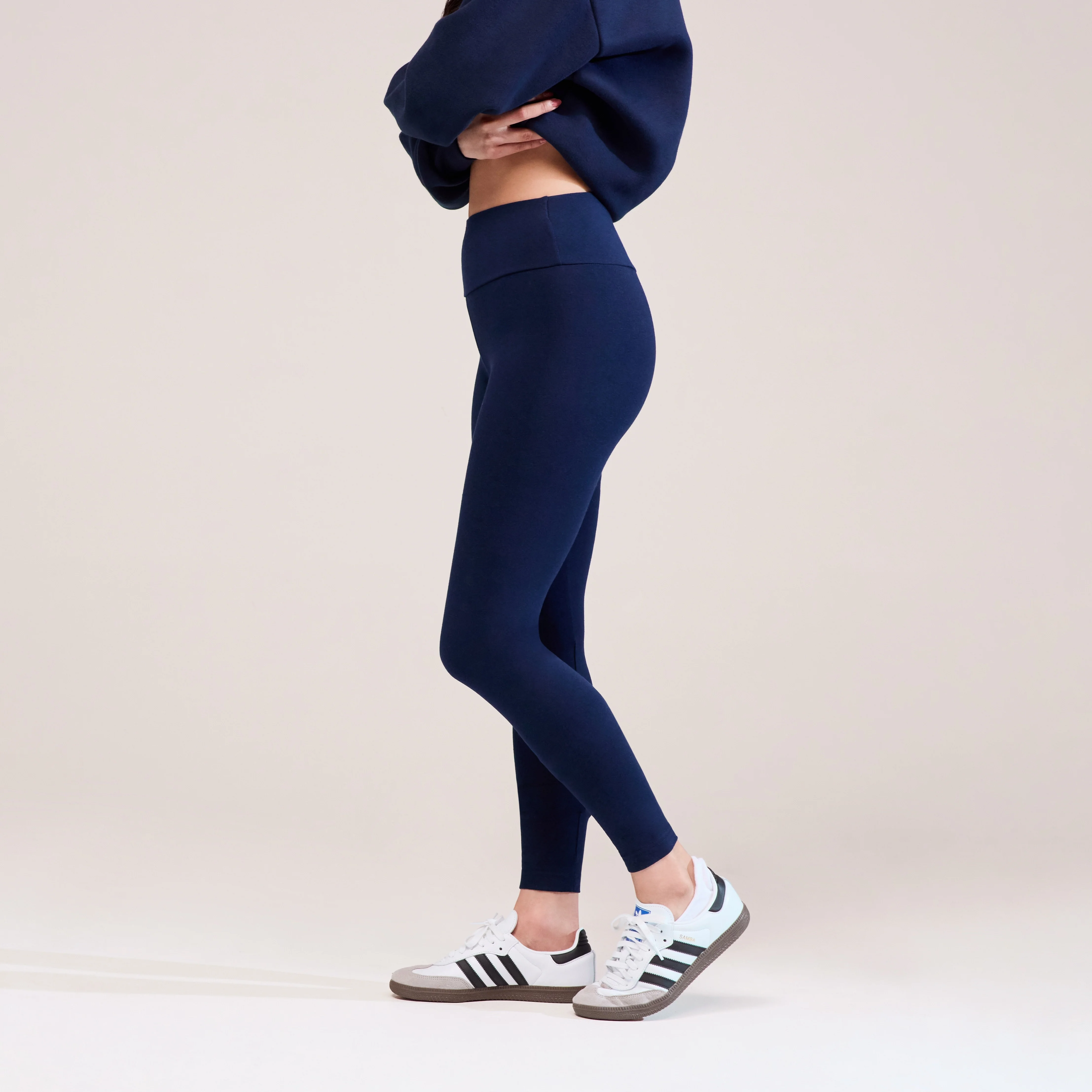 Everyday High Waisted Leggings - Navy Blue - Image 5