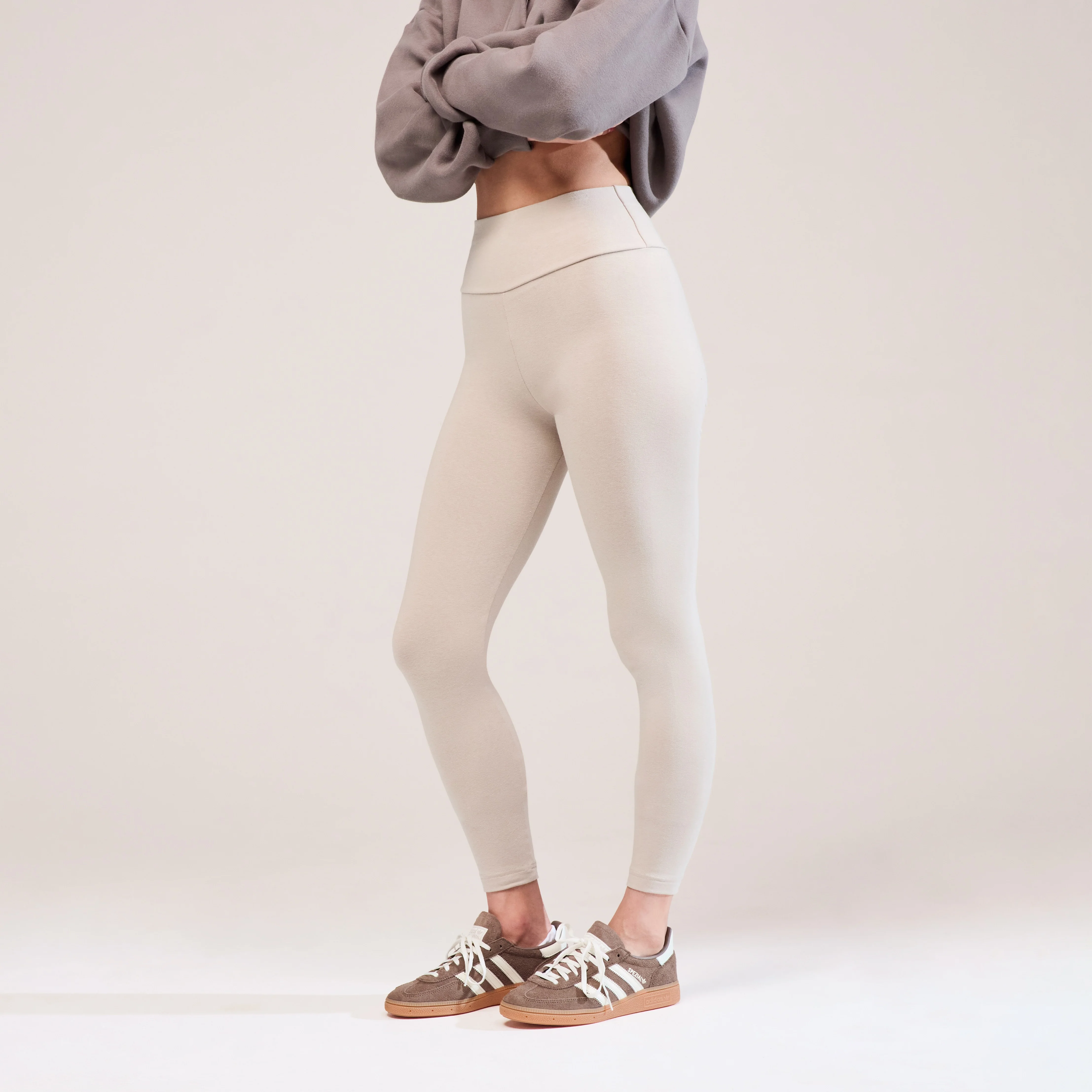 Everyday High Waisted Leggings - Oatmeal Beige - Image 3