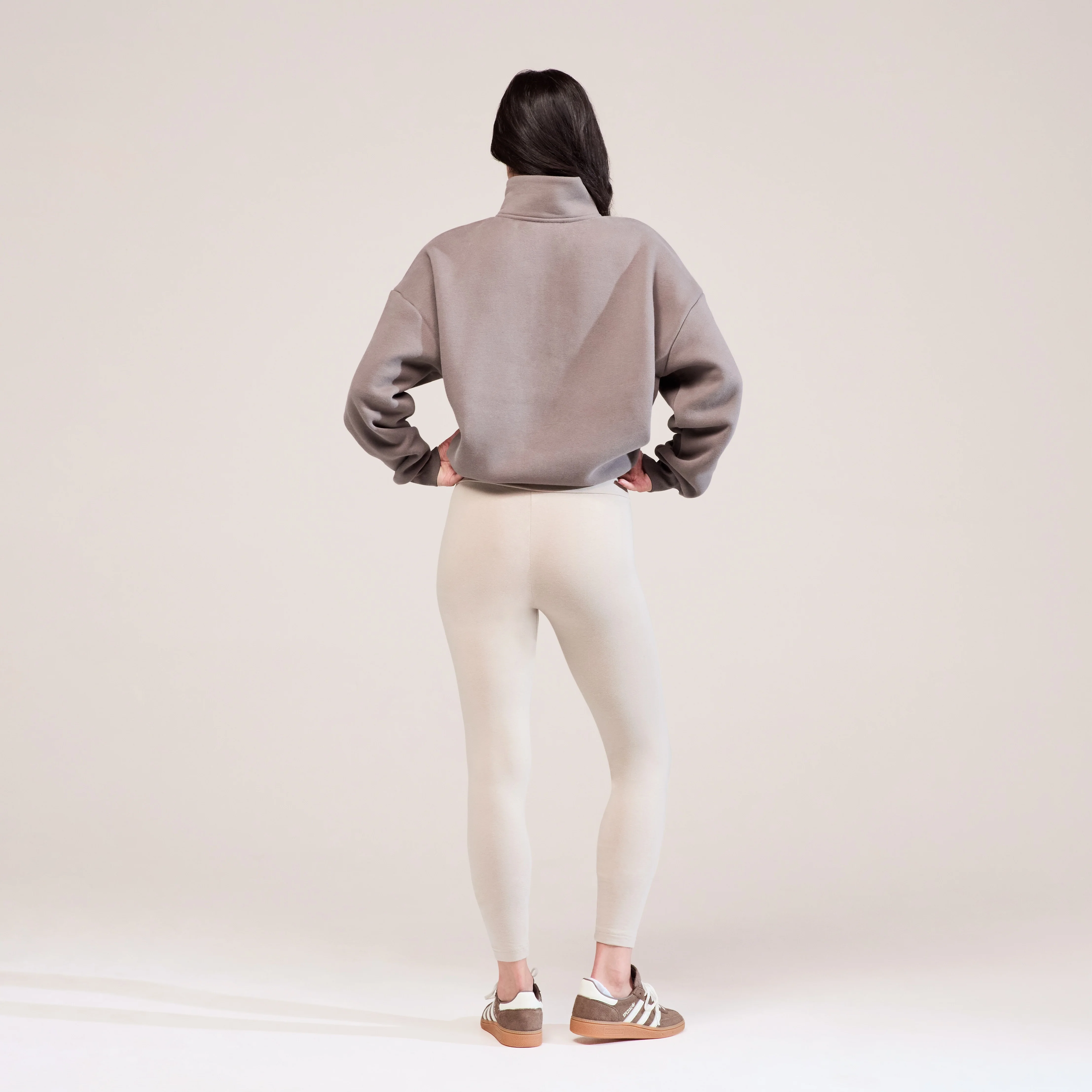 Everyday High Waisted Leggings - Oatmeal Beige - Image 4