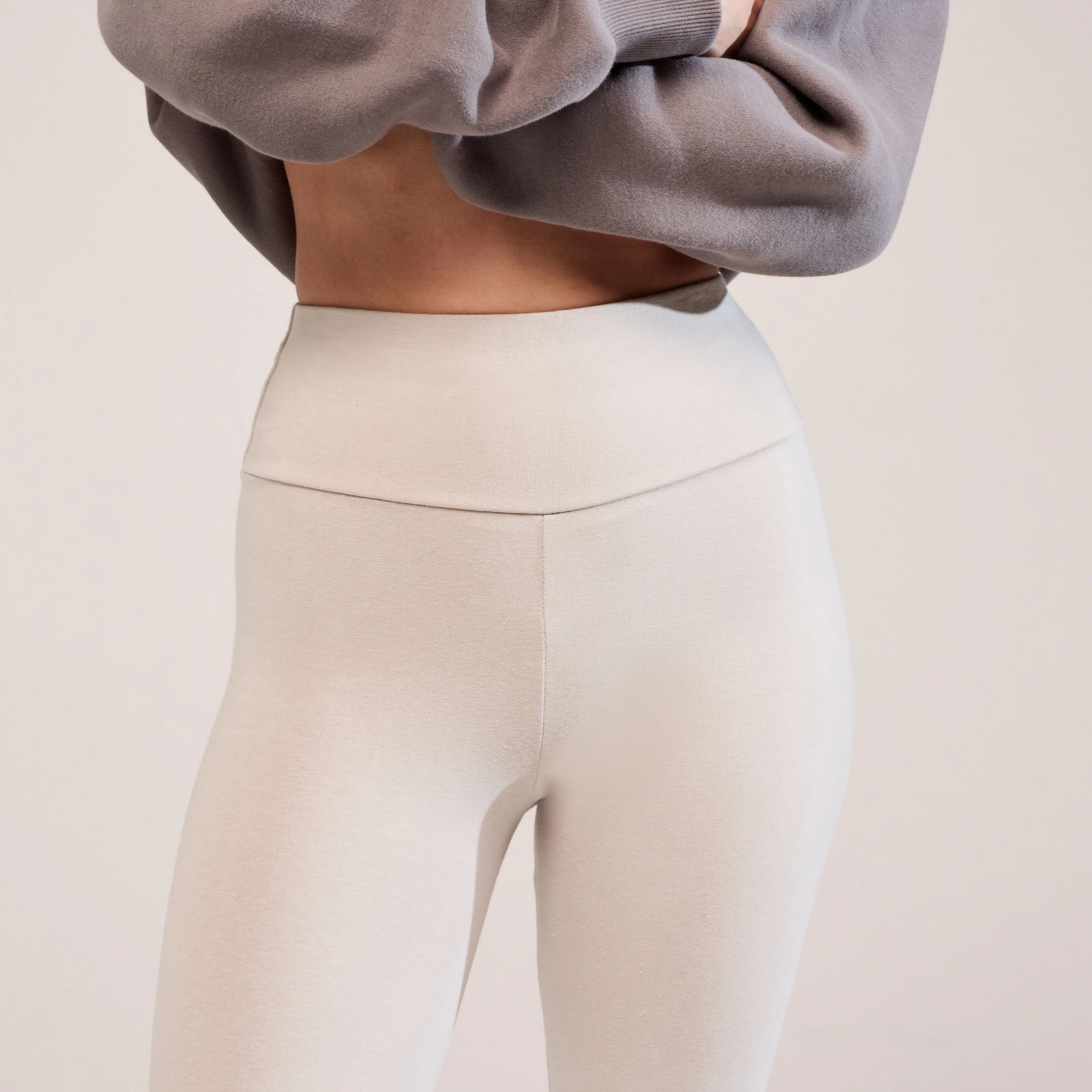 Everyday High Waisted Leggings - Oatmeal Beige - Image 5