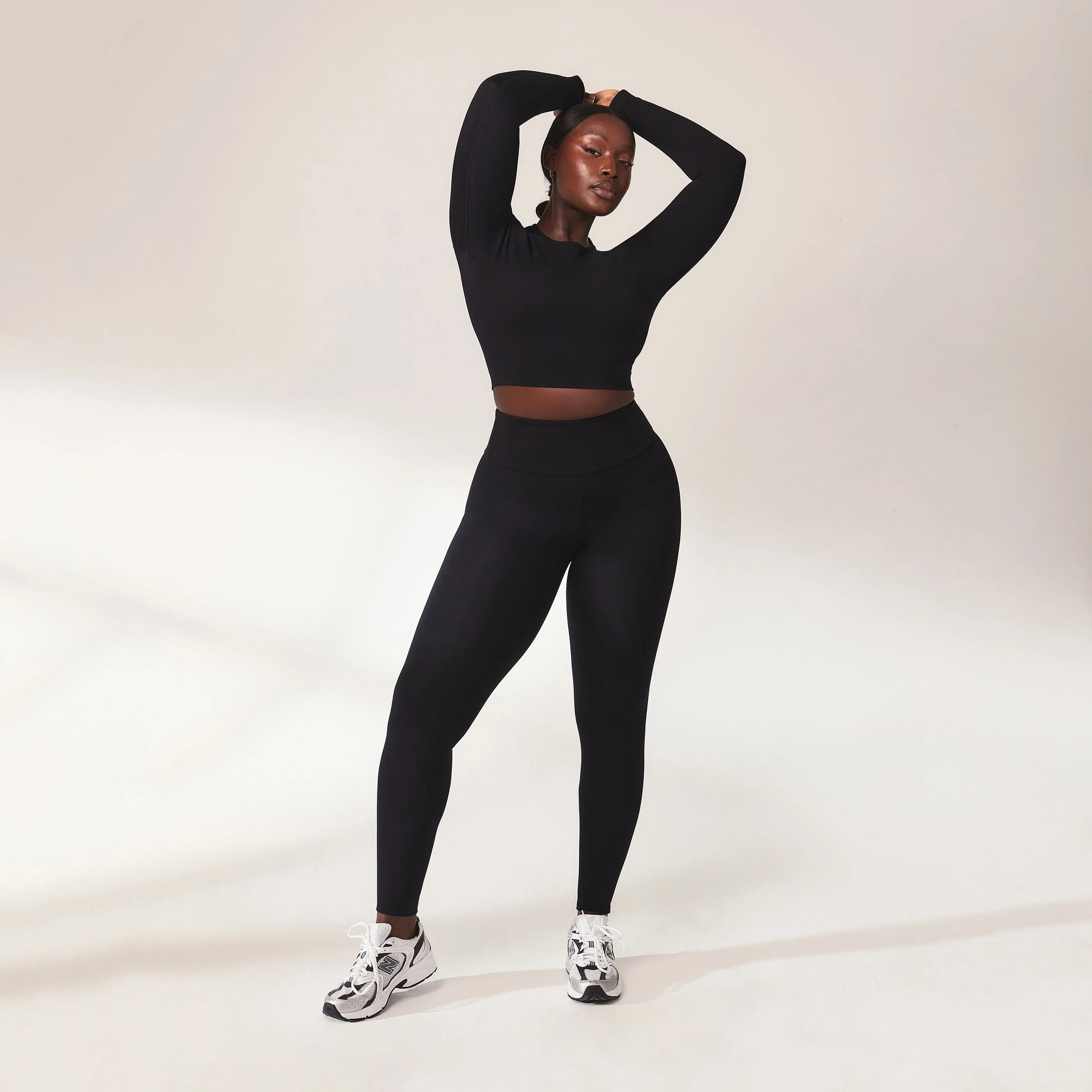 Lightweight Everyday High Waisted Leggings - Black - Image 6