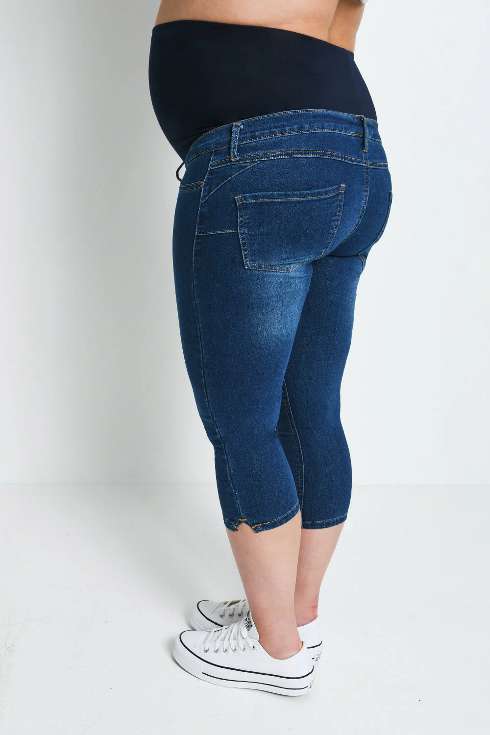 Maternity Cropped Jeggings - Dark Blue - Image 3
