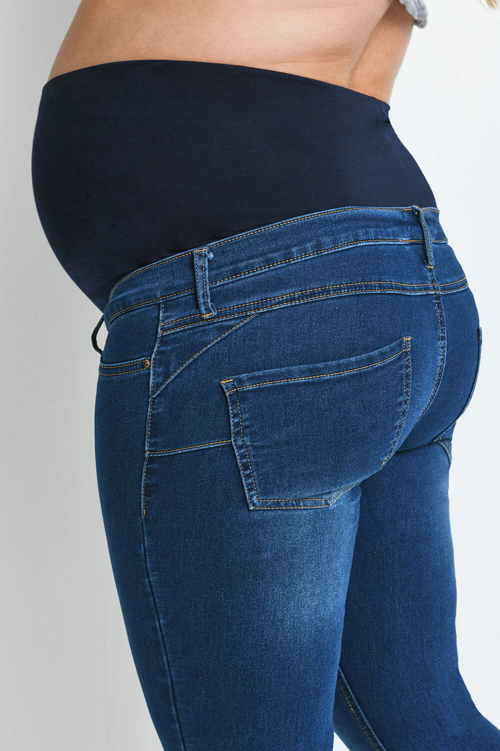Maternity Cropped Jeggings - Dark Blue - Image 4