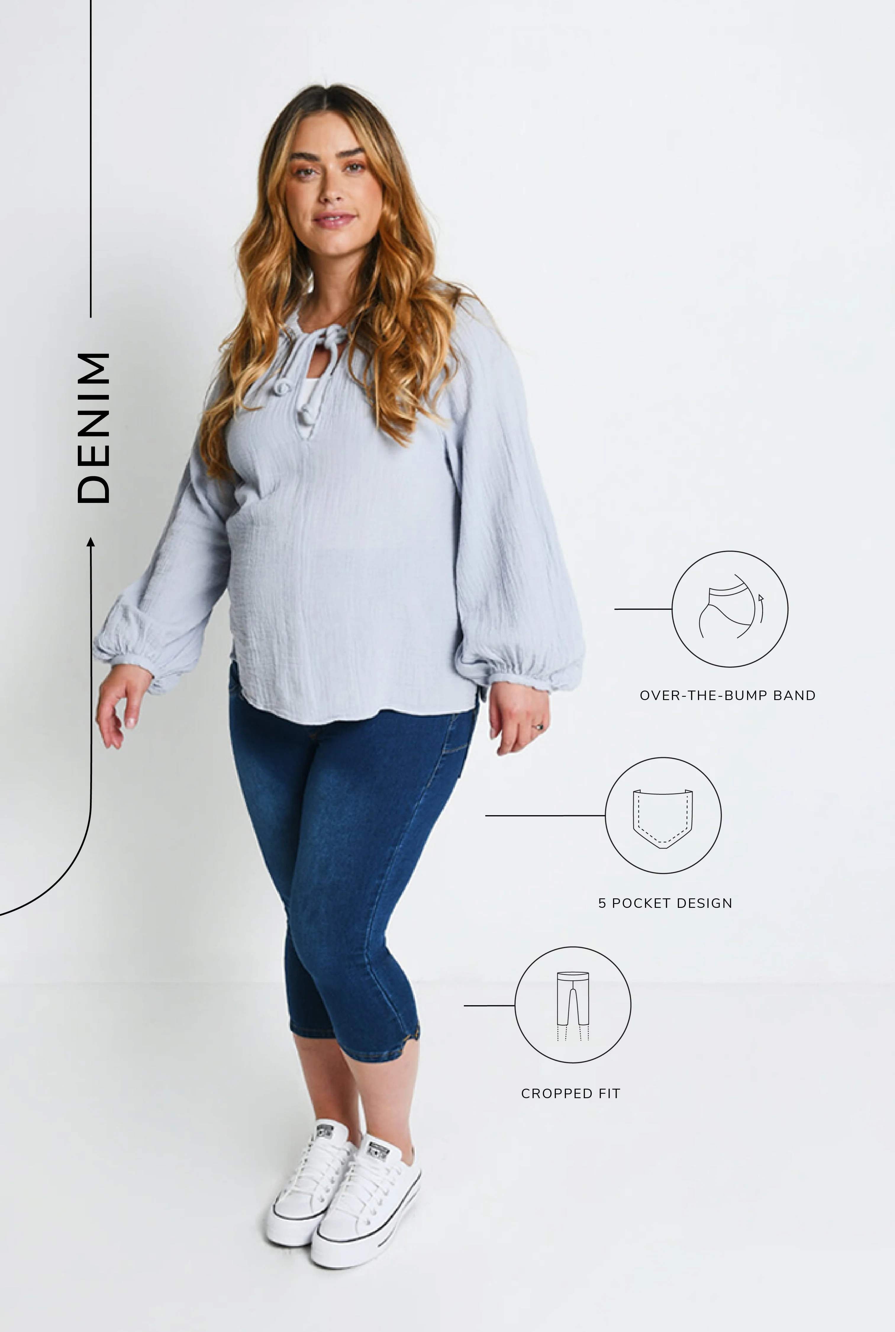 Maternity Cropped Jeggings - Dark Blue - Image 6