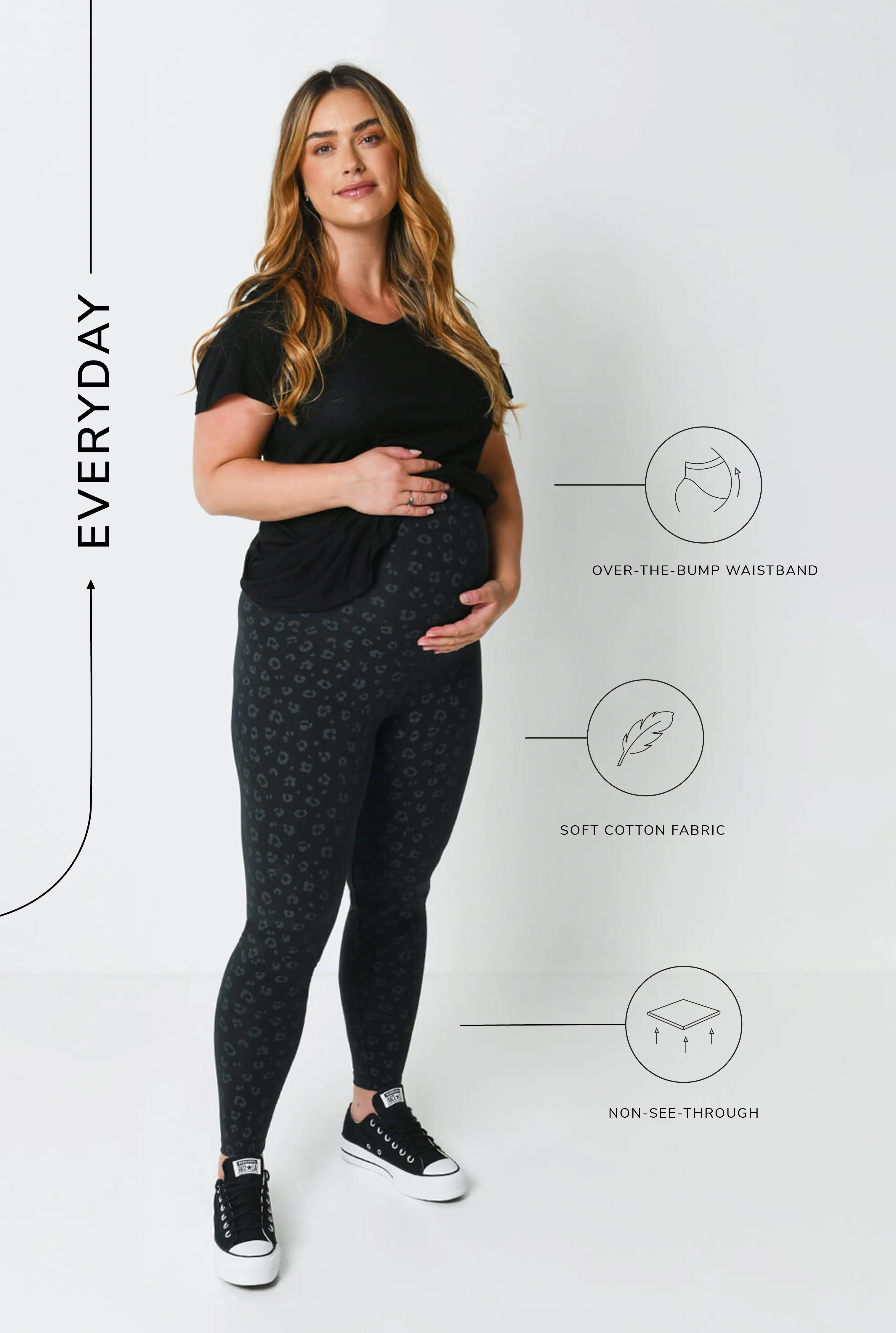 Maternity Everyday Leggings - Black Animal Print - Image 3