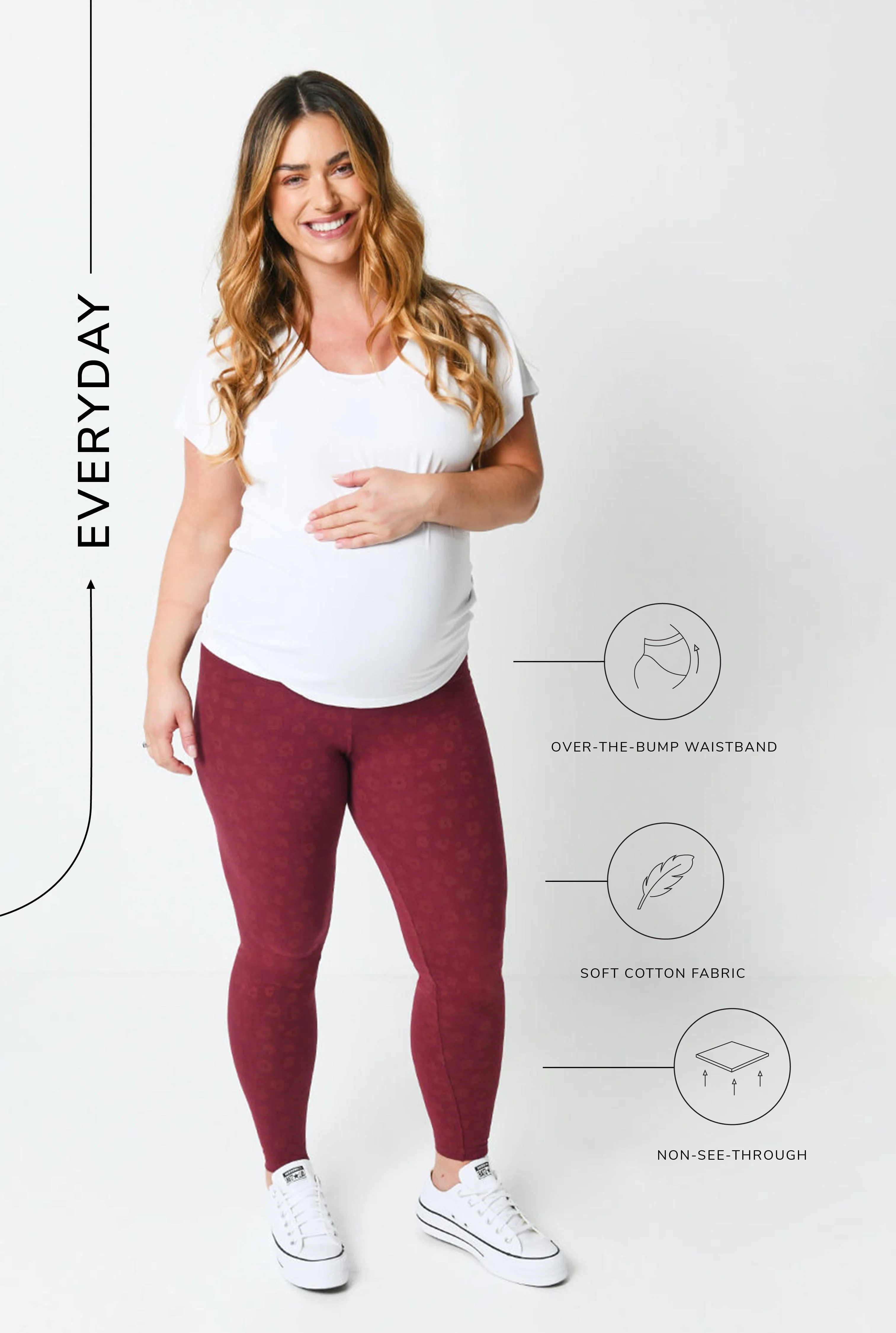 Maternity Everyday Leggings - Burgundy Animal Print - Image 3