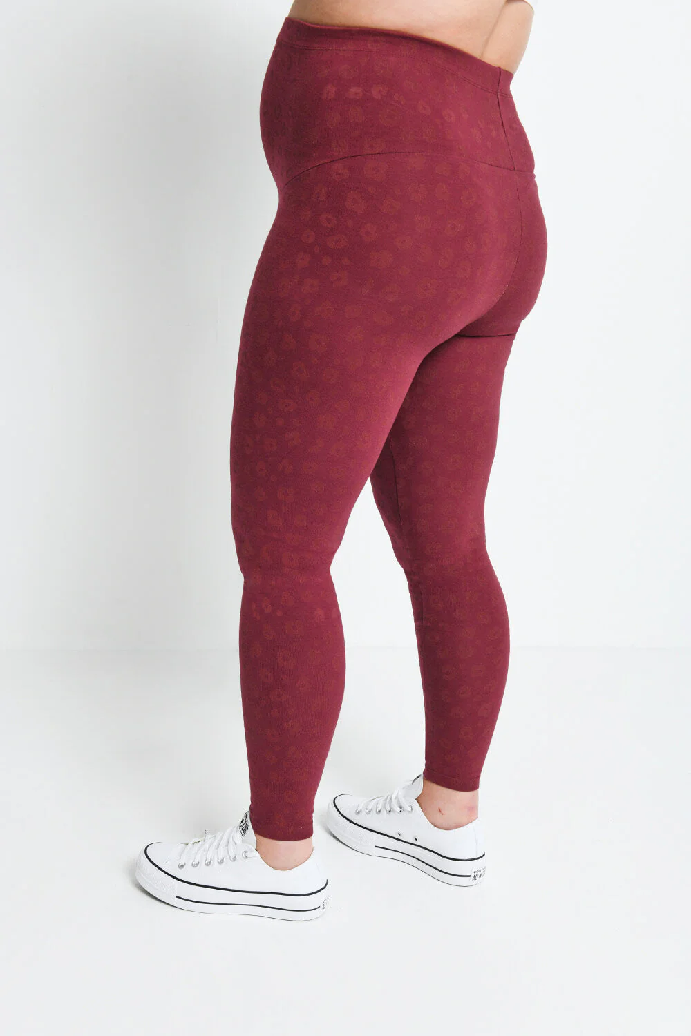 Maternity Everyday Leggings - Burgundy Animal Print - Image 4