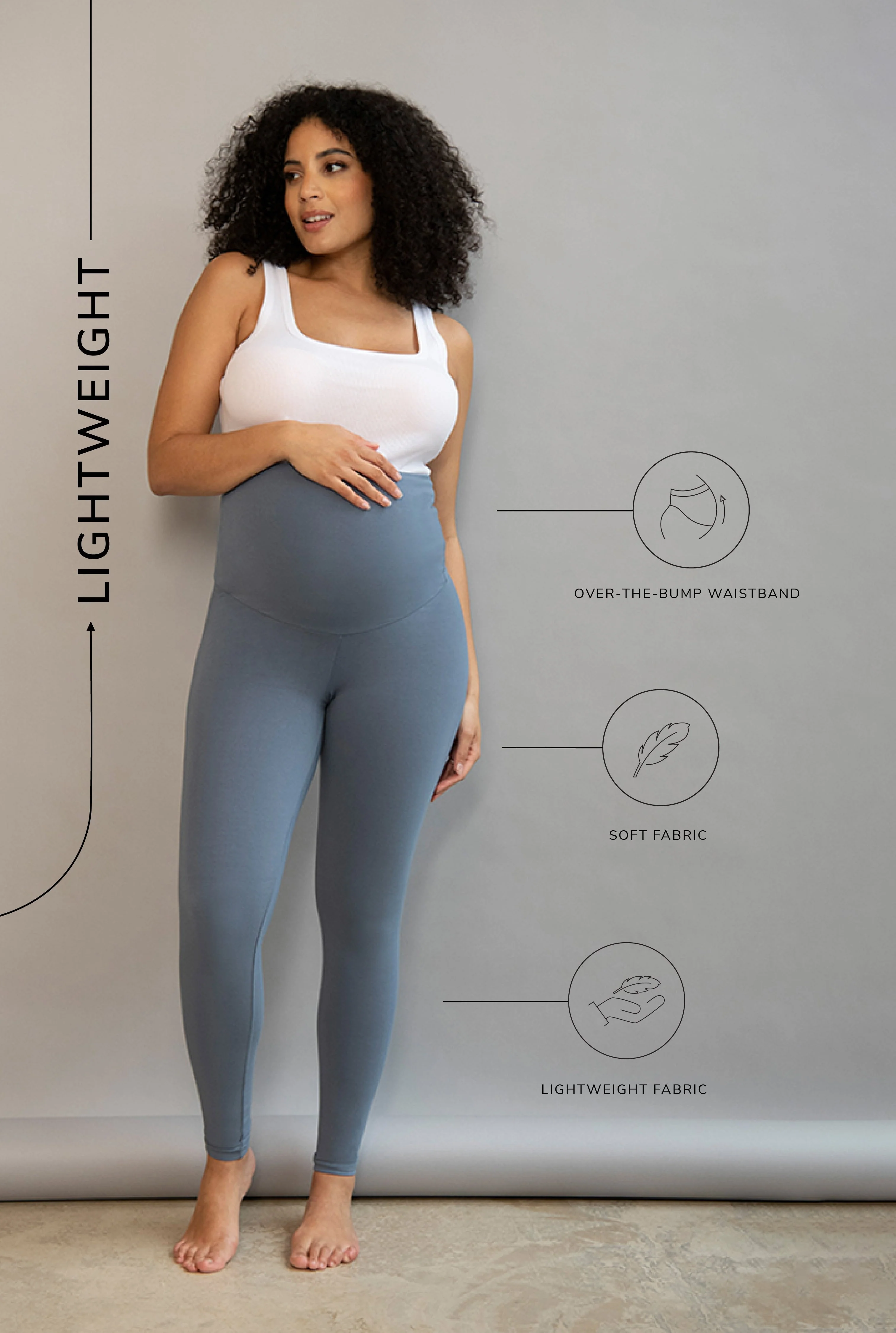 Maternity Lightweight Everyday Leggings - Steel Blue - Image 6