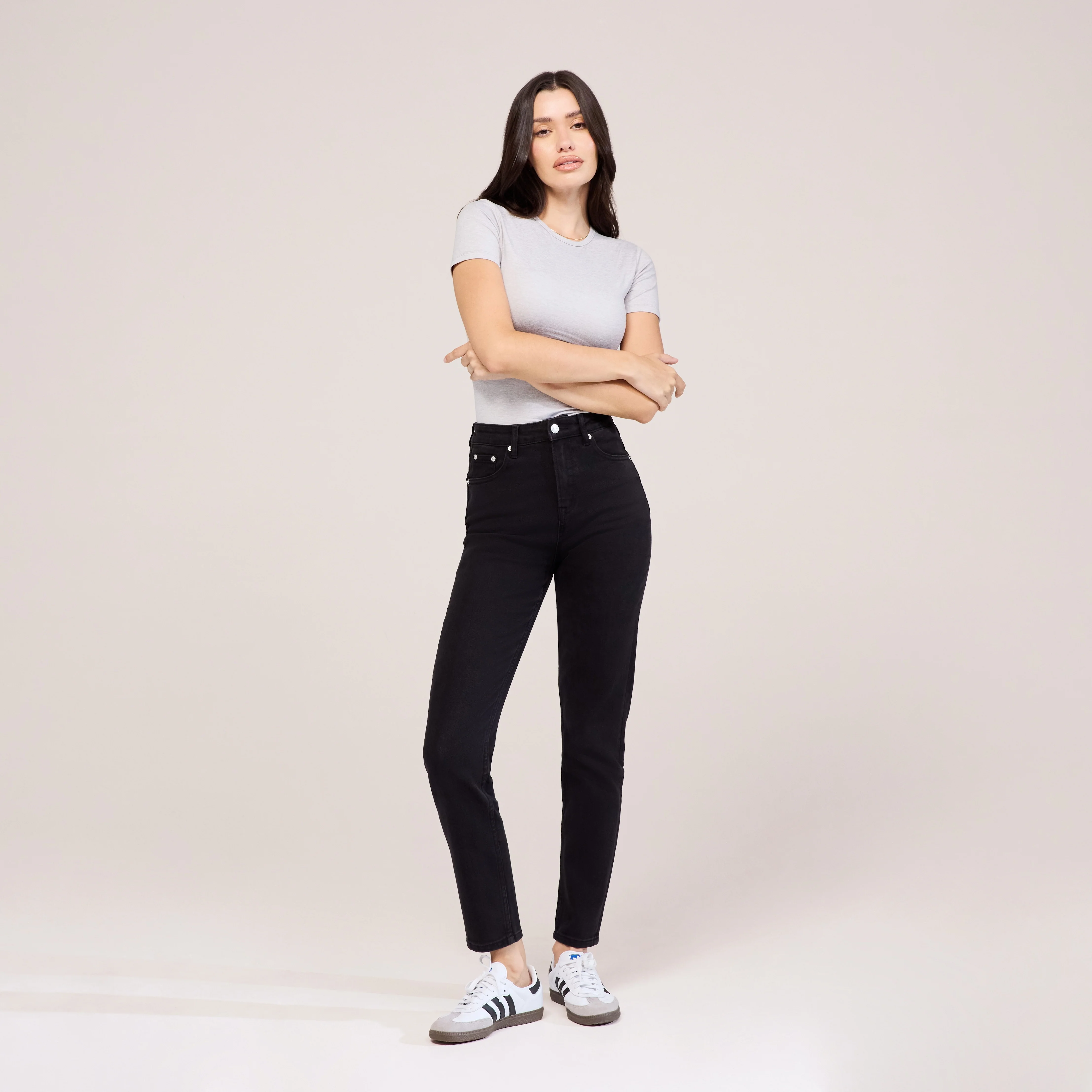Slim Fit Mom Jeans - Black - Image 6
