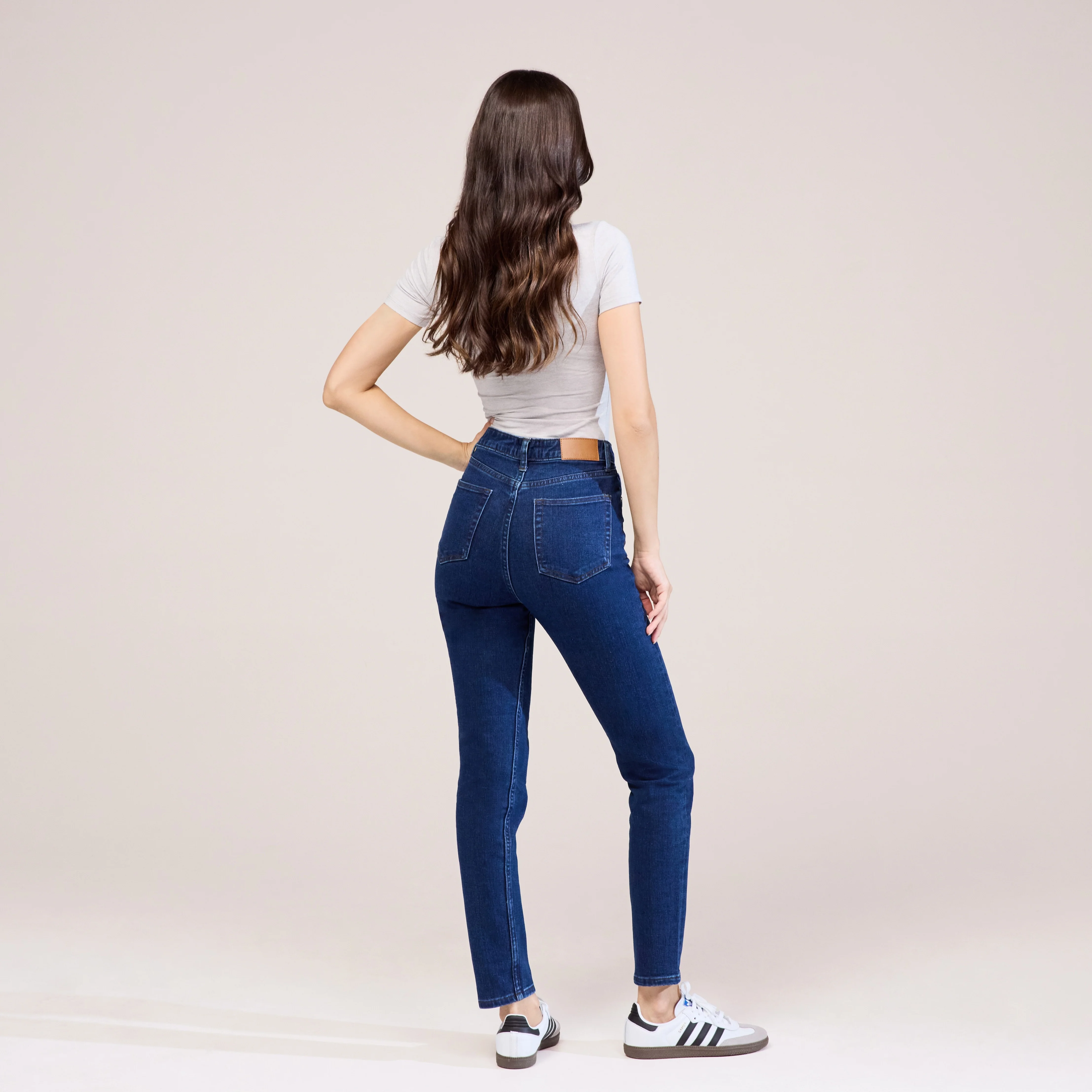 Slim Fit Mom Jeans - Dark Blue - Image 4